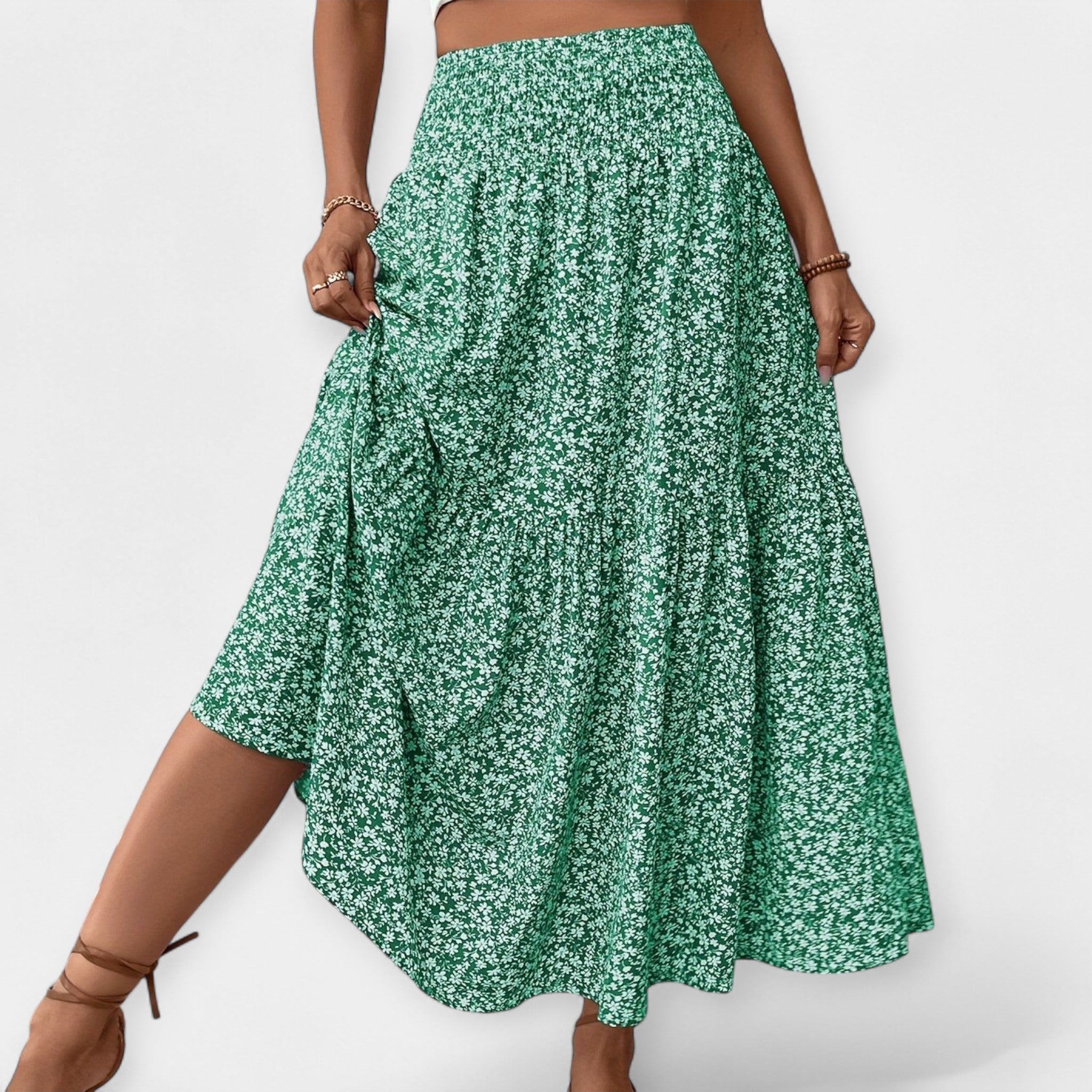 Adela Sofisticada Falda Floral Cintura Elástica