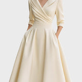 Tereza | Elegante vestido midi de manga larga