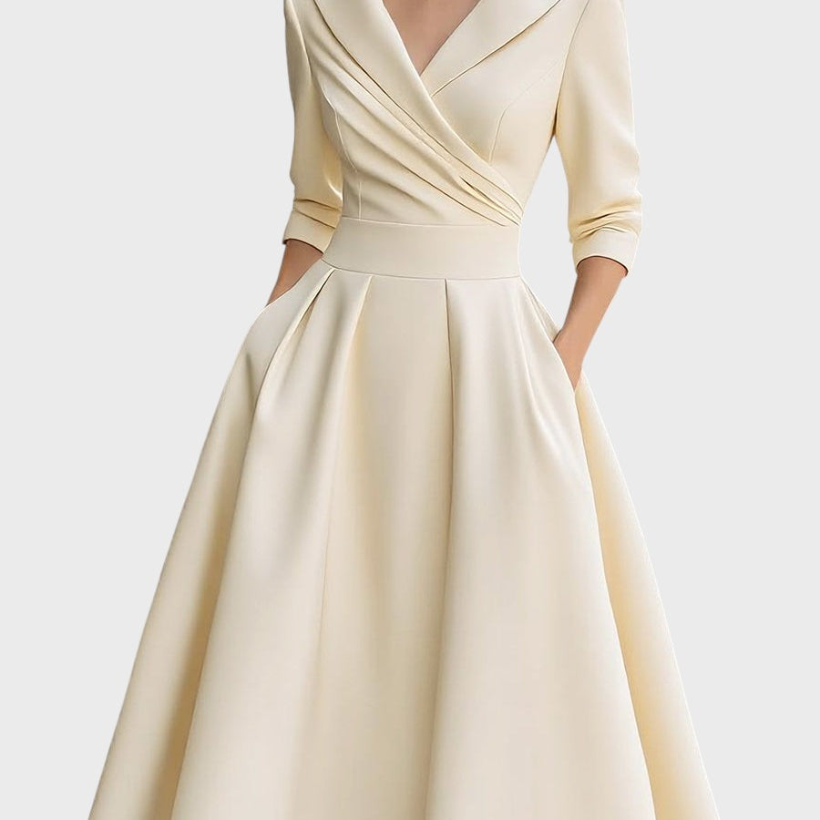 Tereza | Elegante vestido midi de manga larga