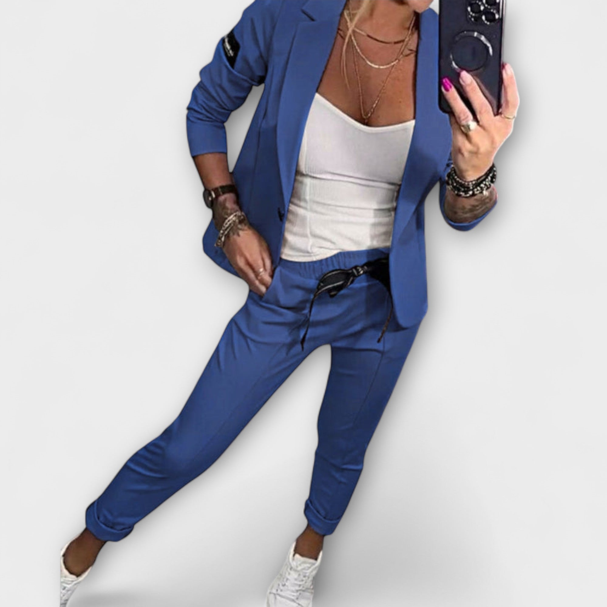 Malou - Conjunto coordinado de top, chaqueta y pantalones