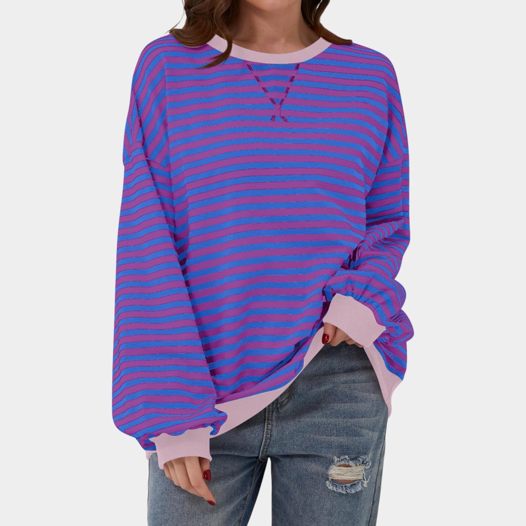 Tereza – sudadera de rayas con detalles azules