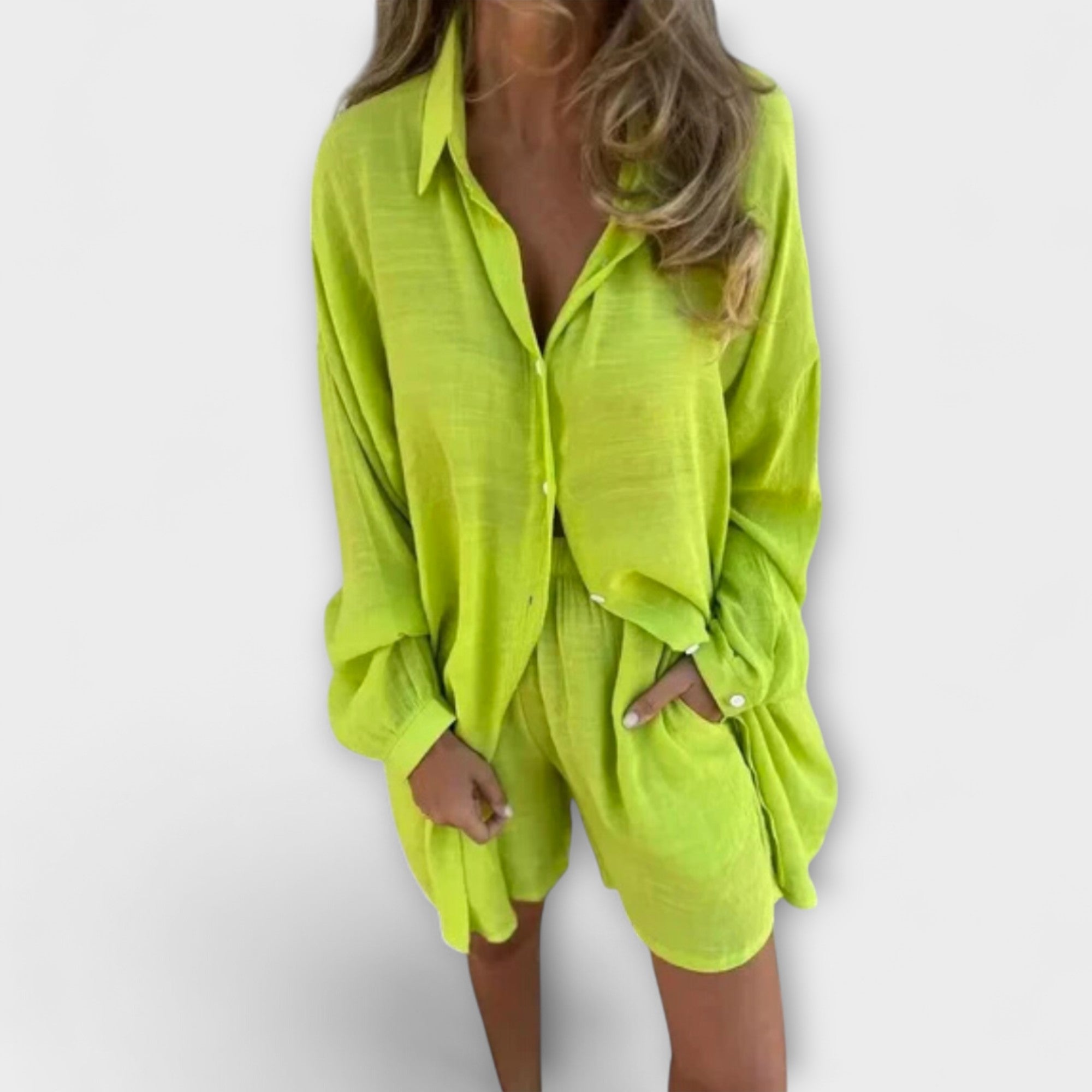 Lina | Conjunto de lino de camisa y shorts