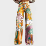 Kristýna Vaqueros de Lujo Estampado Psicodélico Abstracto de Hongos