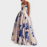 Rosalie - Vestido maxi floral elegante con hombros descubiertos