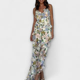India - Vestido con volantes y estampado