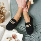 Karolína | Mocasines de peluche con cadena dorada