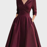 Tereza | Elegante vestido midi de manga larga