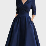 Tereza | Elegante vestido midi de manga larga