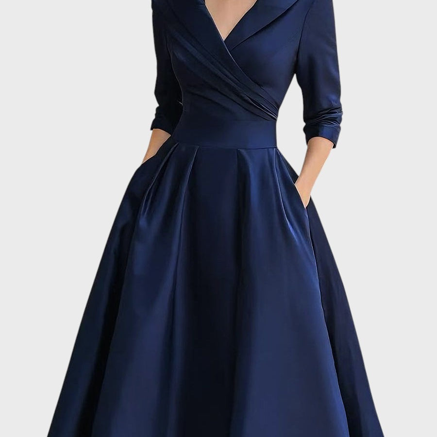 Tereza | Elegante vestido midi de manga larga