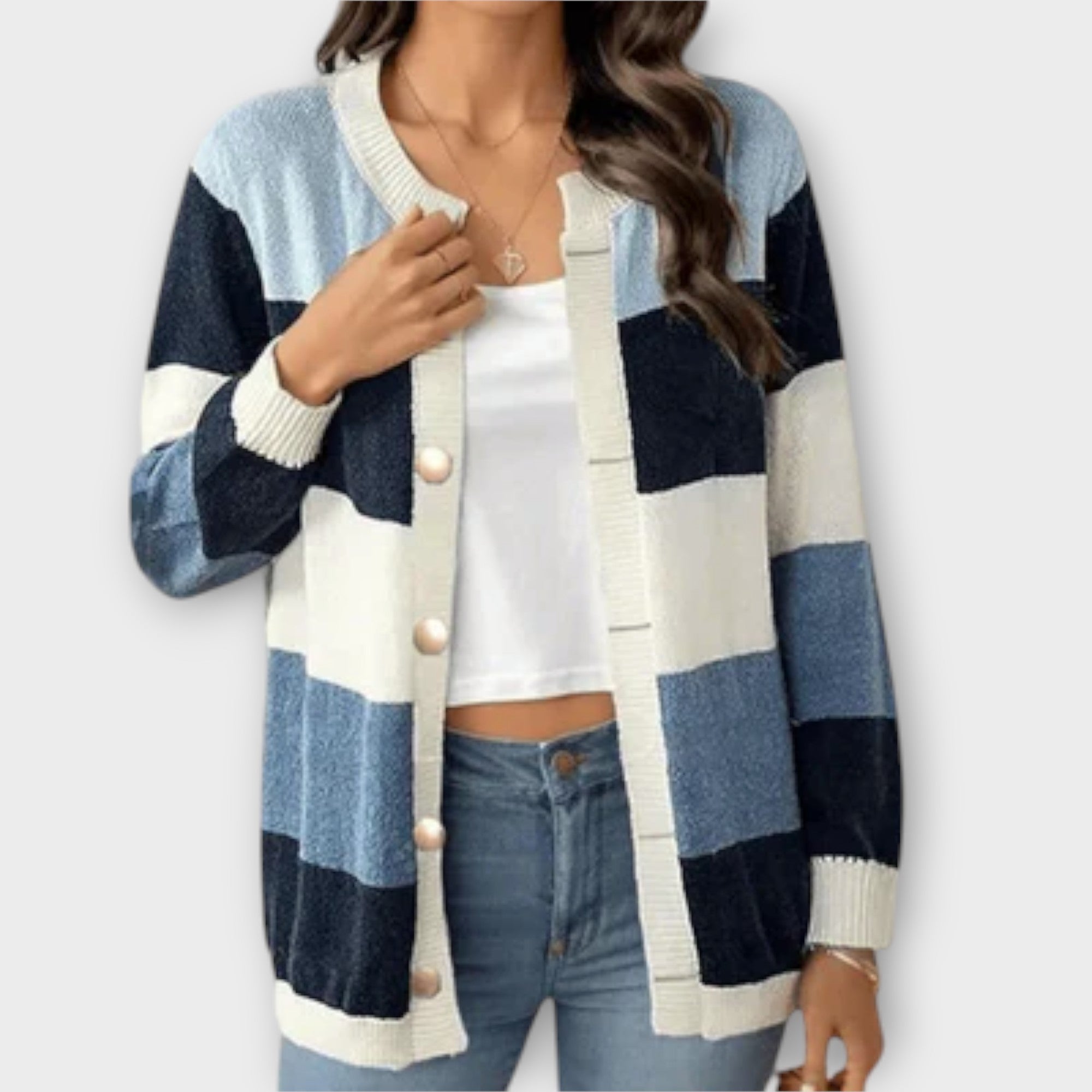 Lottenia - Chaqueta de punto a rayas