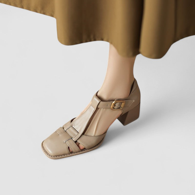 Elyxiana | Tacones de bloque con tira en T ortopédicos