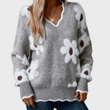 Karin | Suéter floral elegante con escote en pico