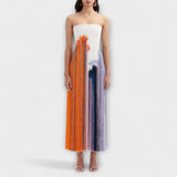 Verano - Vestido color block con flecos a la moda