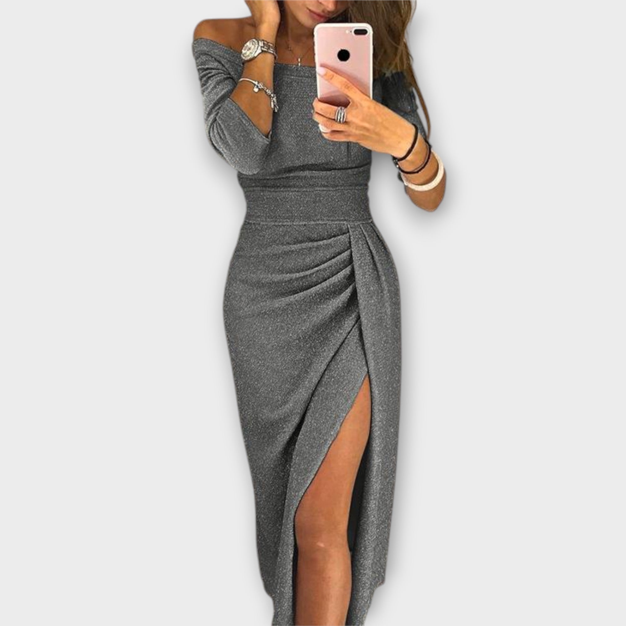 Lena - Elegante vestido con hombros descubiertos