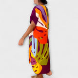 Roos - Vestido informal con estampado colorido de hojas