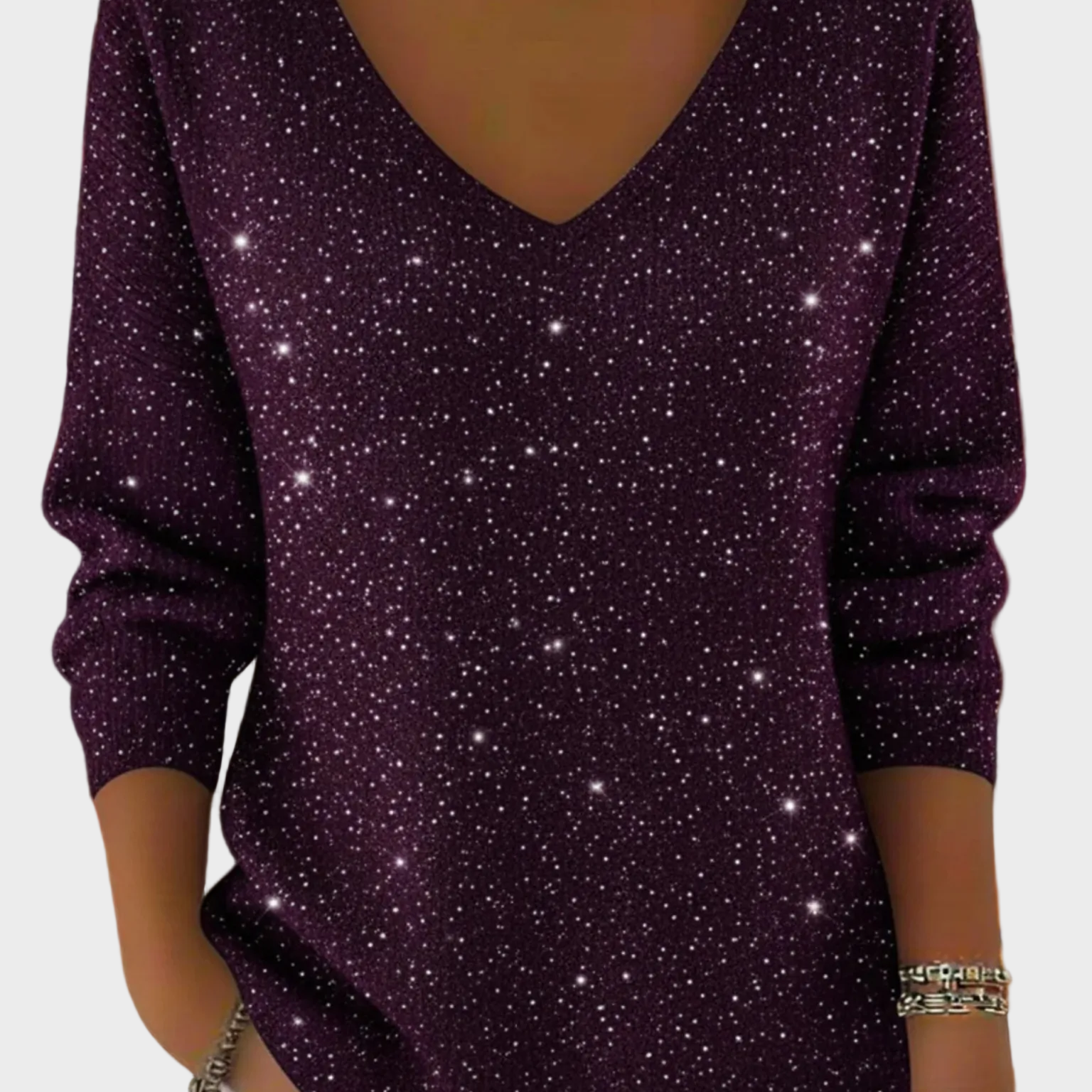 Ella™ | Jersey de punto de mujer festivo con cuello en V