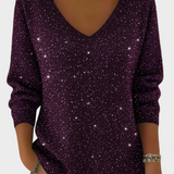 Ella™ | Jersey de punto de mujer festivo con cuello en V