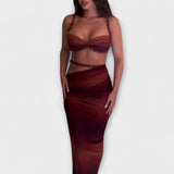 Jane - Dúo de crop top de punto degradado y sobrefalda de punto