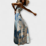 Terazza Ric Rac - Maxivestido de lino con corte acampanado