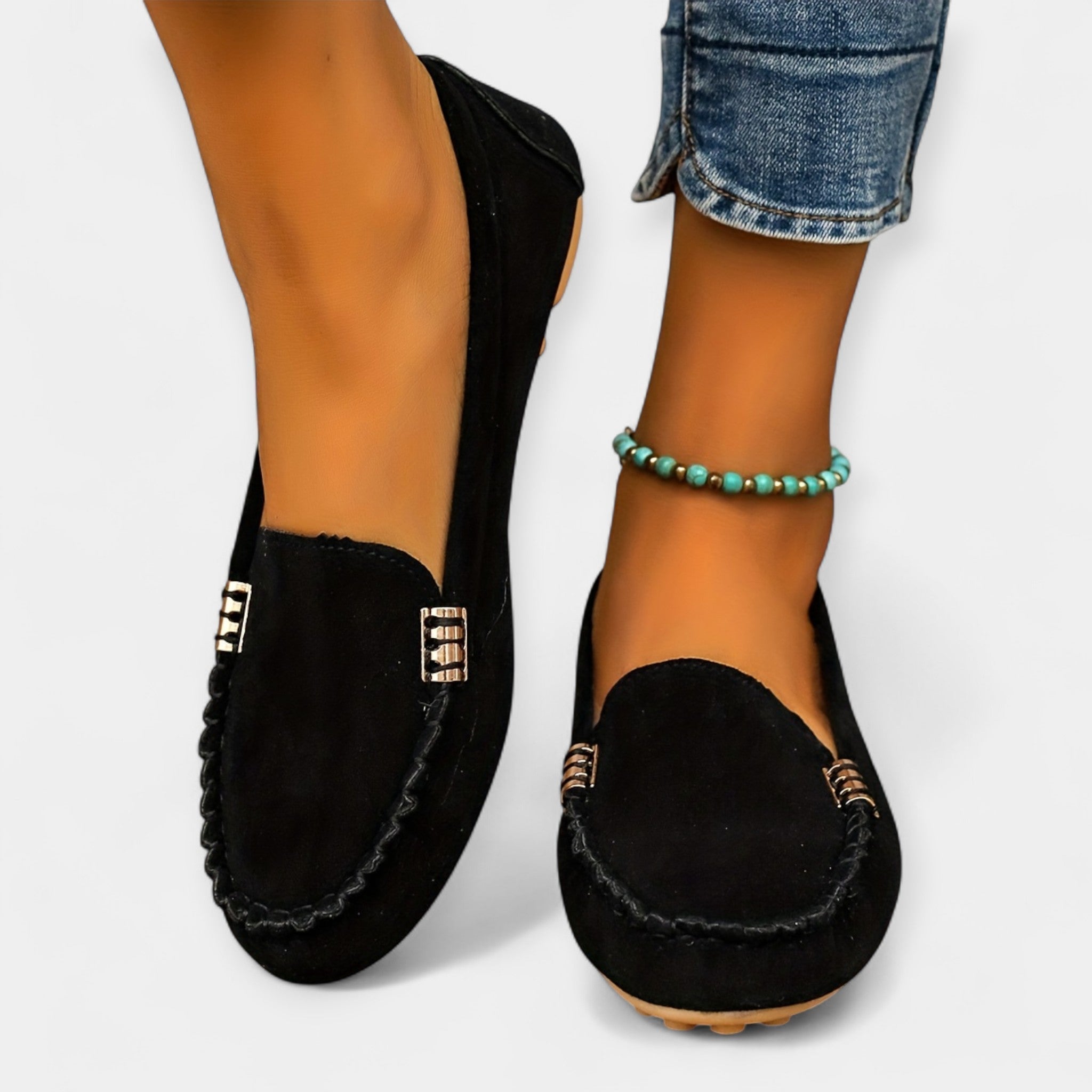 Veronika Sofistikada Mocasines con Detalles Metálicos