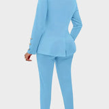 Conjunto azul completo de 3 piezas: top, blazer y pantalón (calidad premium)