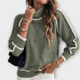Christine - Jersey de punto lujoso de color verde oliva