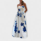 Rosalie - Vestido maxi floral elegante con hombros descubiertos