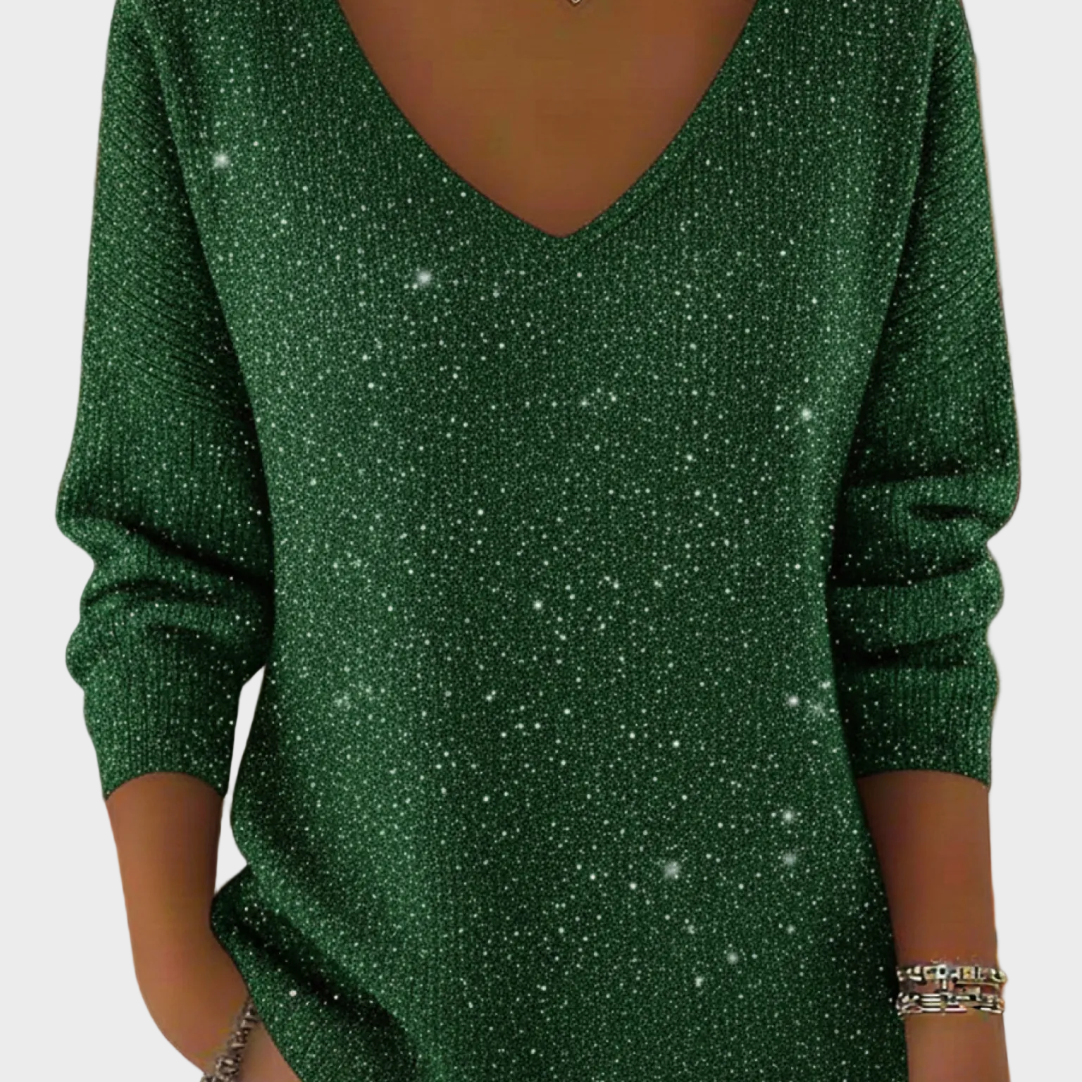 Ella™ | Jersey de punto de mujer festivo con cuello en V