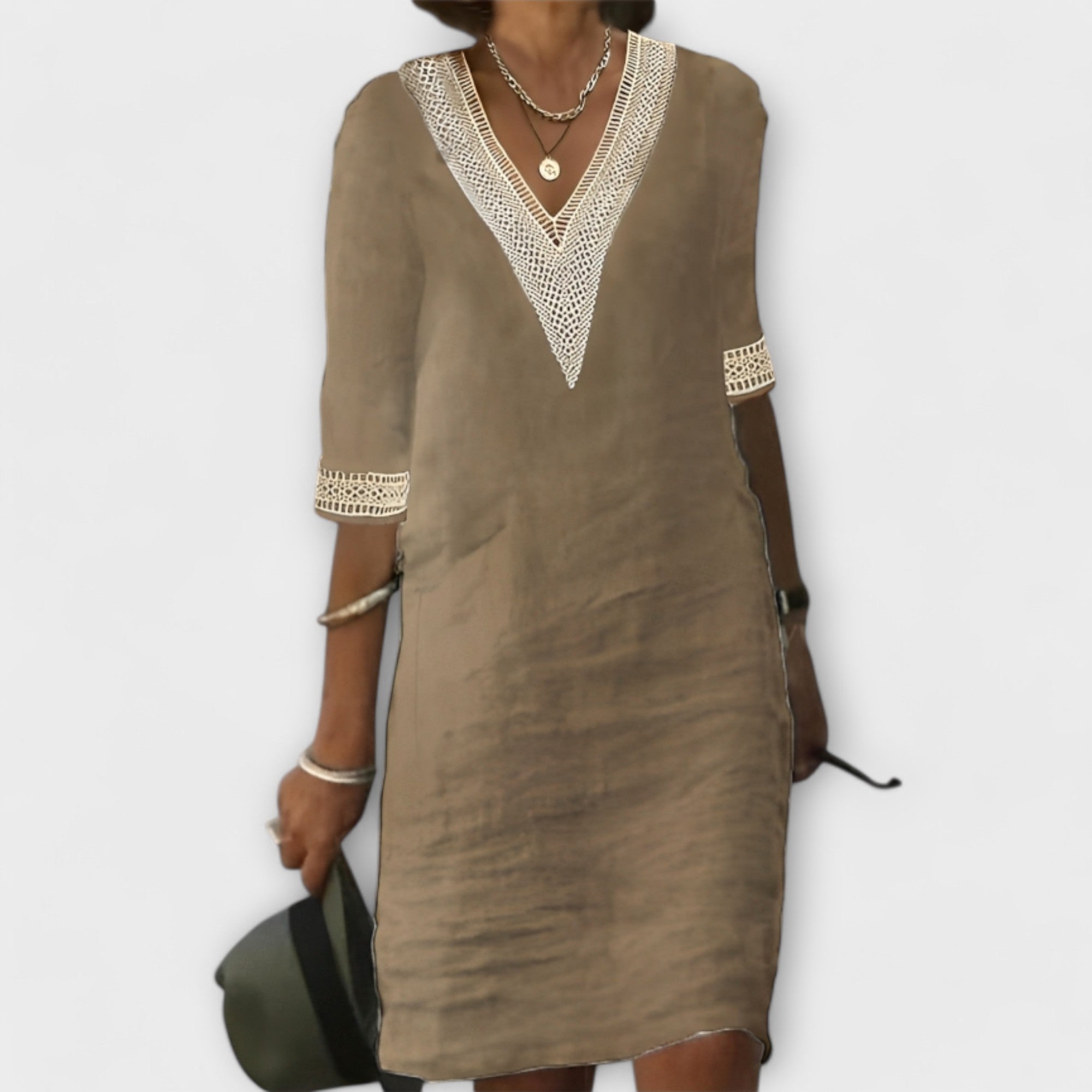 Vestido de mujer de algodón y lino