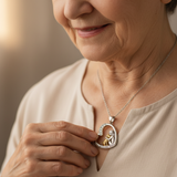 Collar de plata con forma de corazón decorado con un perro y circonitas