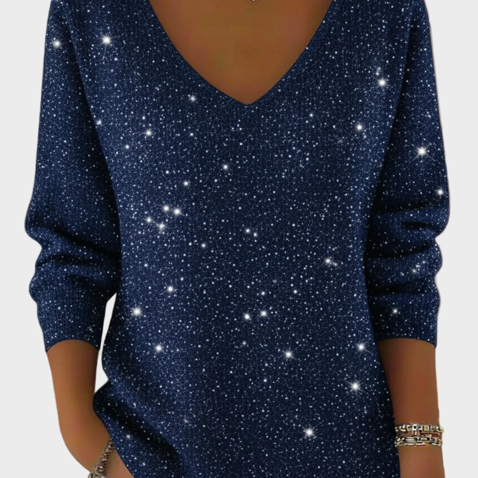 Ella™ | Jersey de punto de mujer festivo con cuello en V