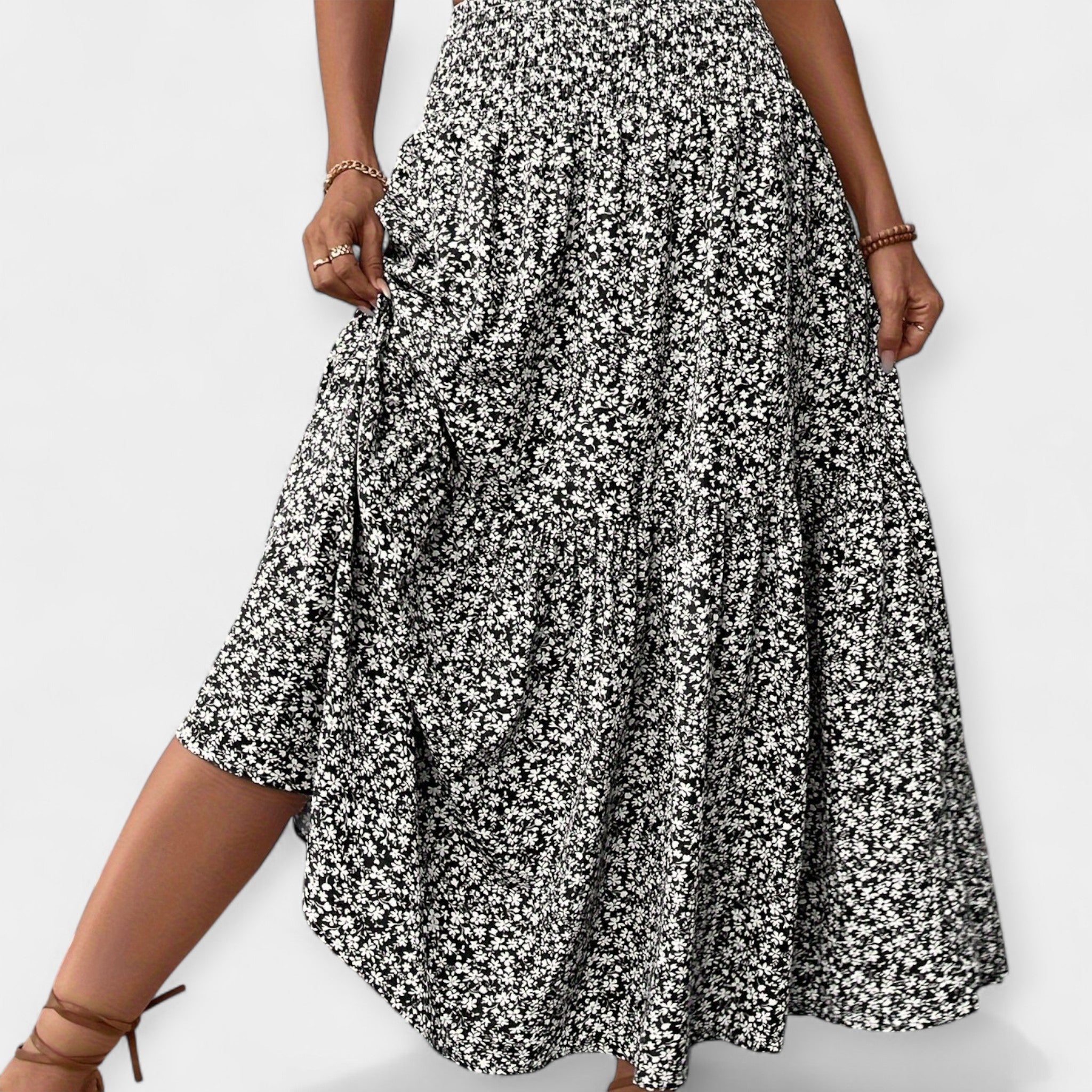 Adela Sofisticada Falda Floral Cintura Elástica