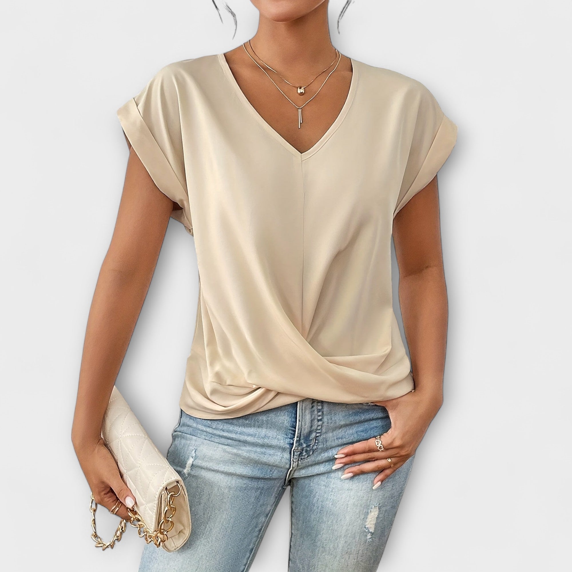 Eloise - Top con cuello en V y detalle de nudo