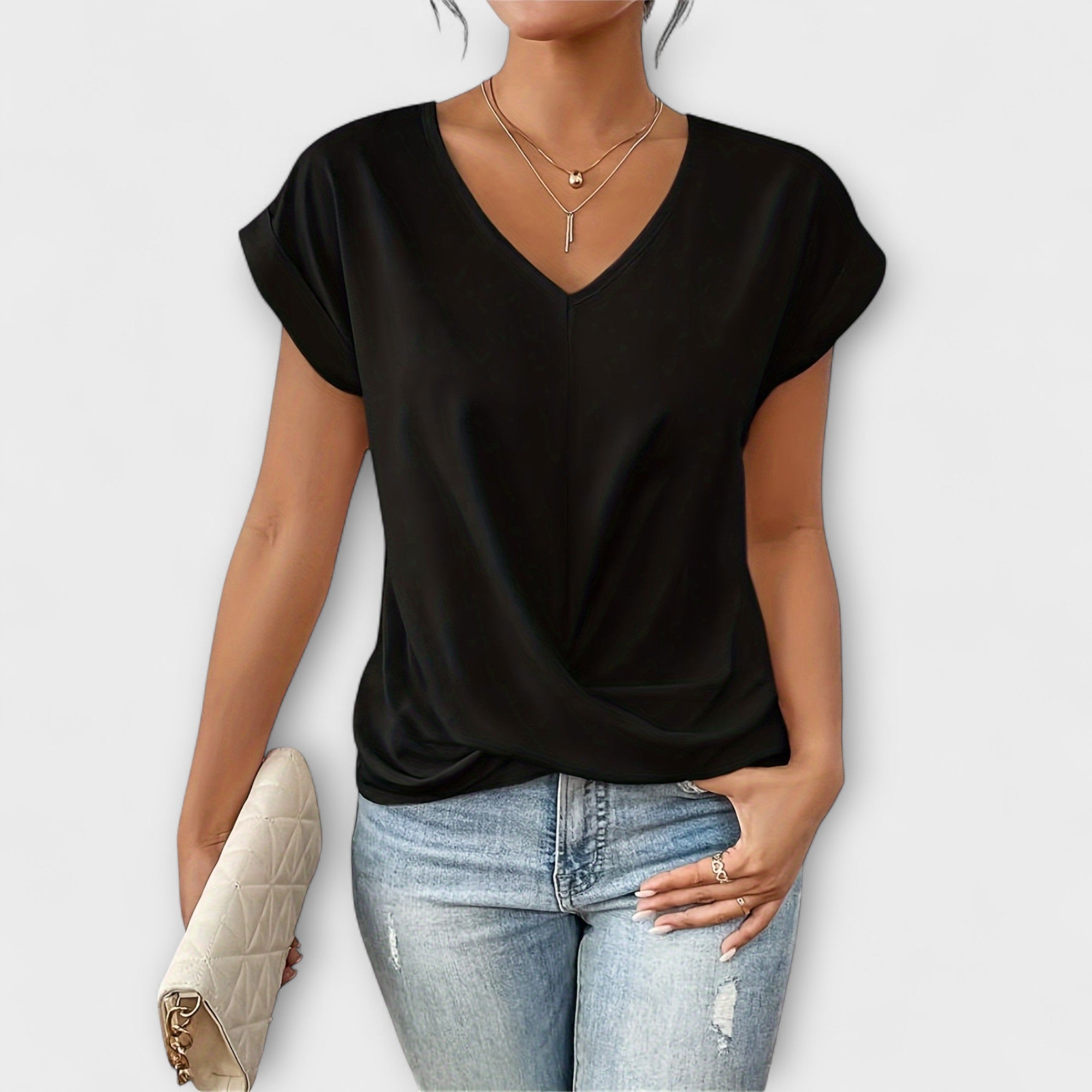 Eloise - Top con cuello en V y detalle de nudo