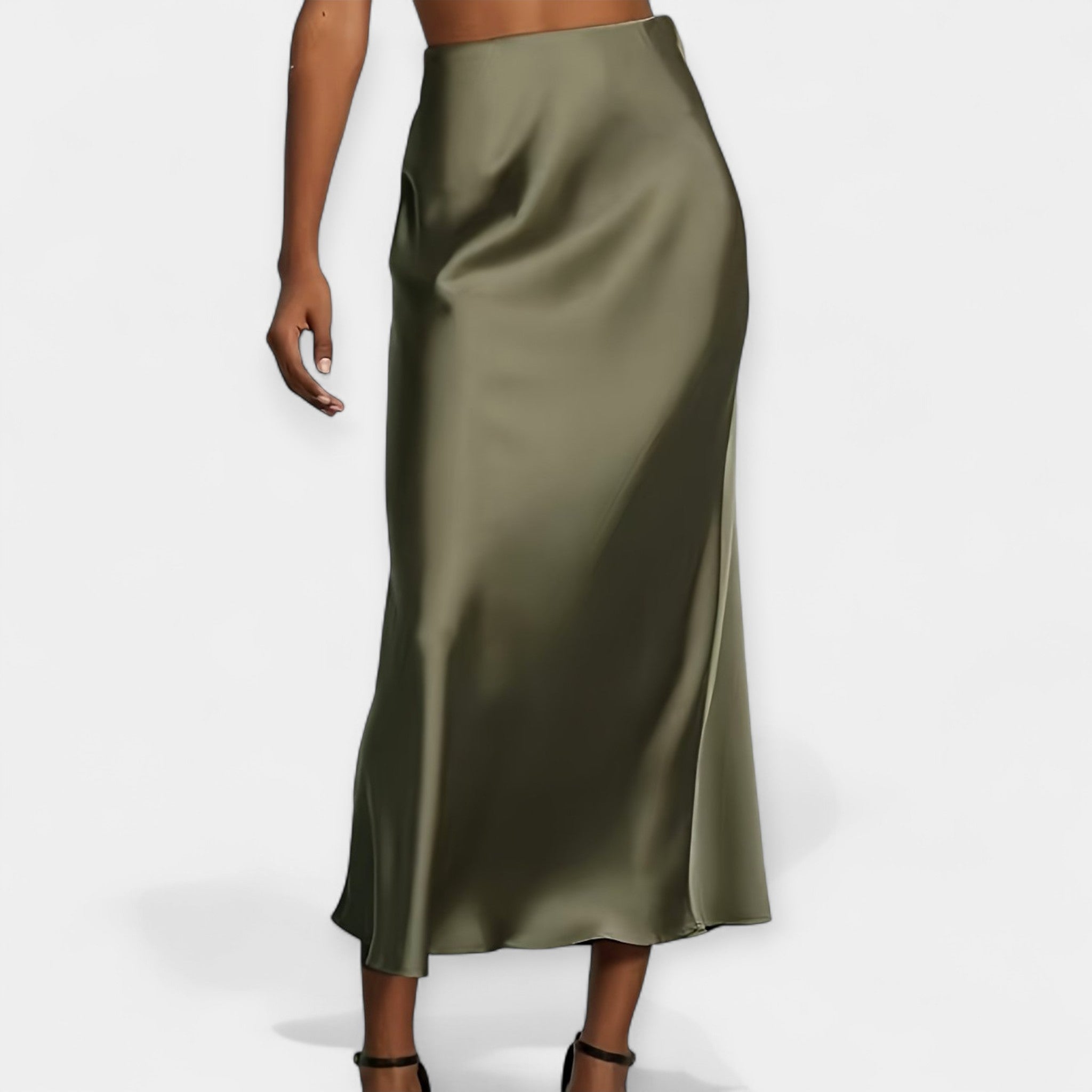 Věnceslava Elegante Falda Midi de Satén Versátil