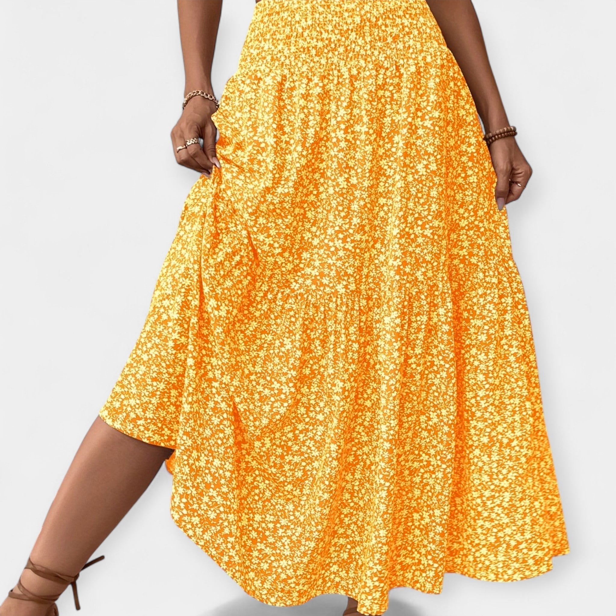 Adela Sofisticada Falda Floral Cintura Elástica