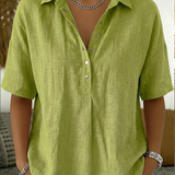 Eliška - Blusa con cuello y detalle de botones