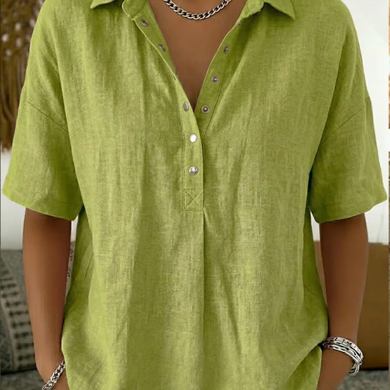 Eliška - Blusa con cuello y detalle de botones