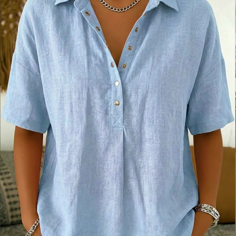 Eliška - Blusa con cuello y detalle de botones