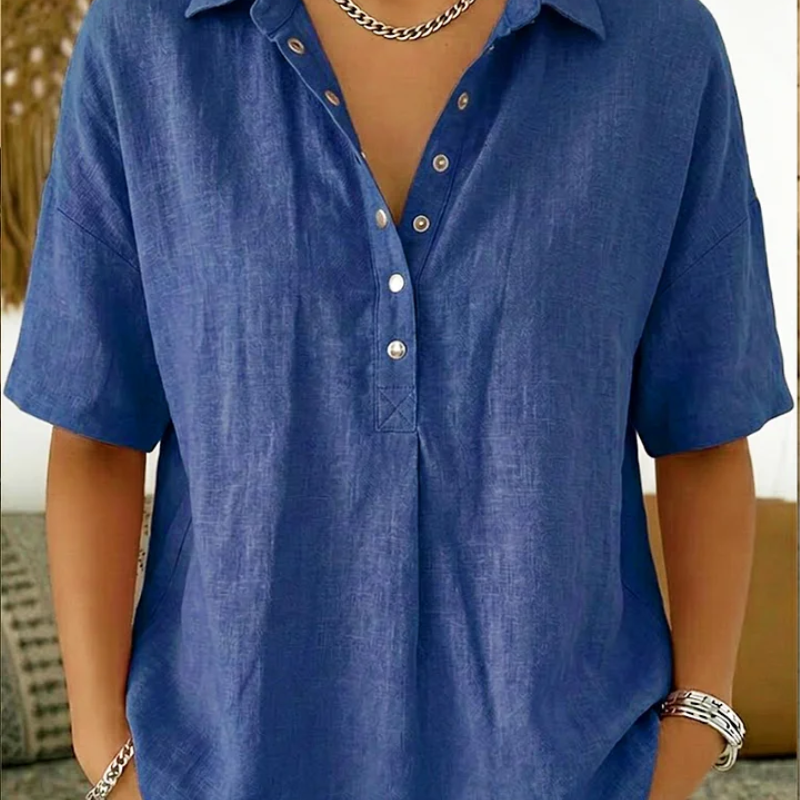 Eliška - Blusa con cuello y detalle de botones
