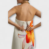 Michelle - Maxi vestido Sweetheart de flores naranjas