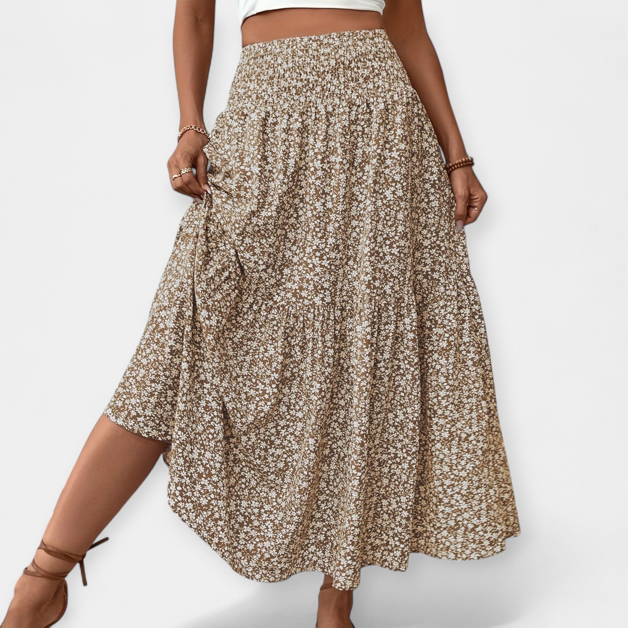 Adela Sofisticada Falda Floral Cintura Elástica