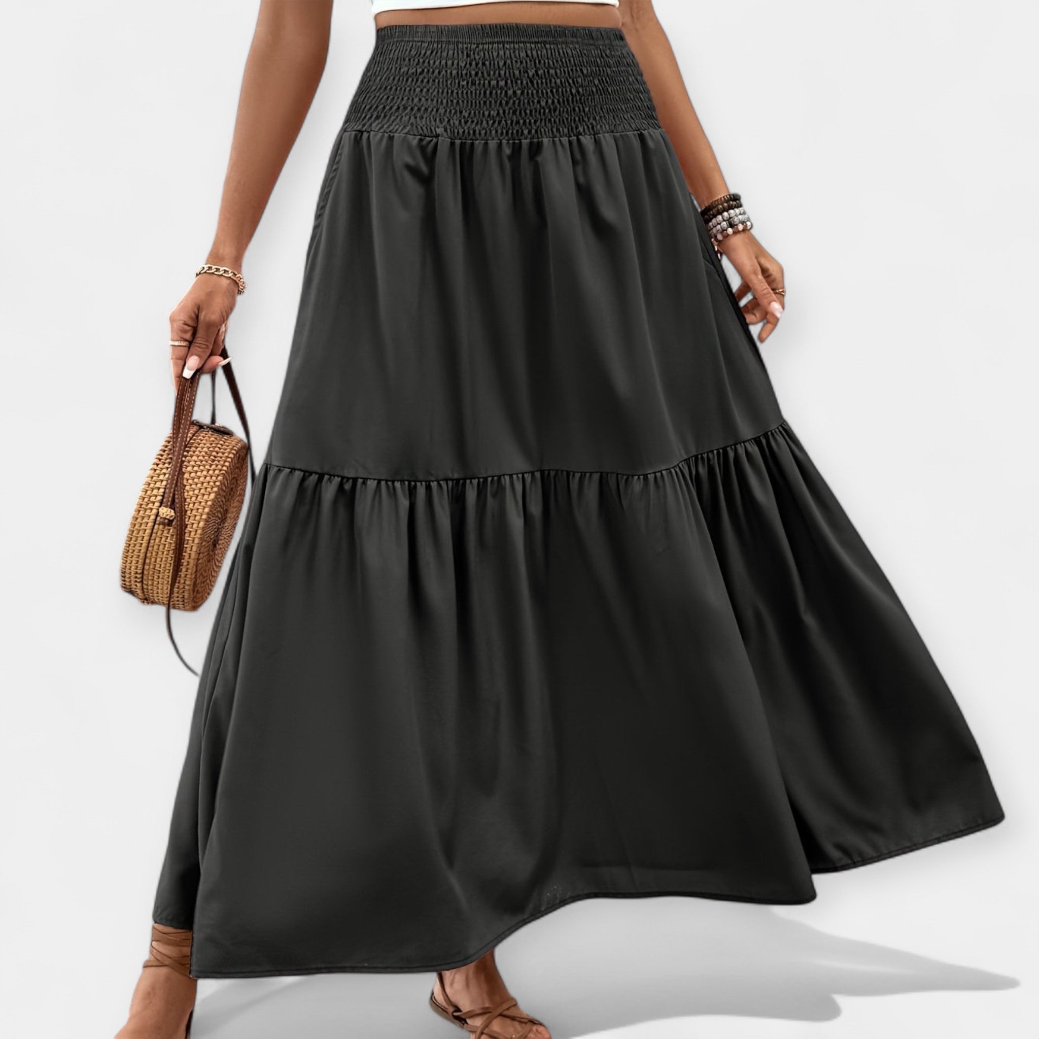 Adela Sofisticada Falda Floral Cintura Elástica