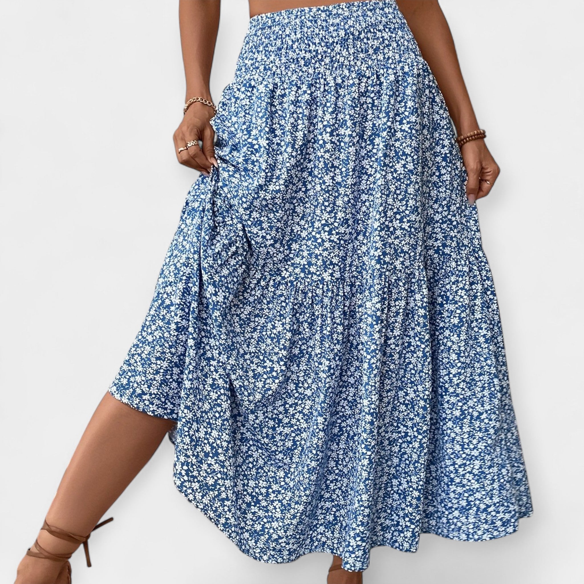 Adela Sofisticada Falda Floral Cintura Elástica