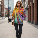 Svetlana - Sudadera con capucha con motivos de patchwork vibrantes