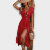 Elegante Vestido Midi de Lunares