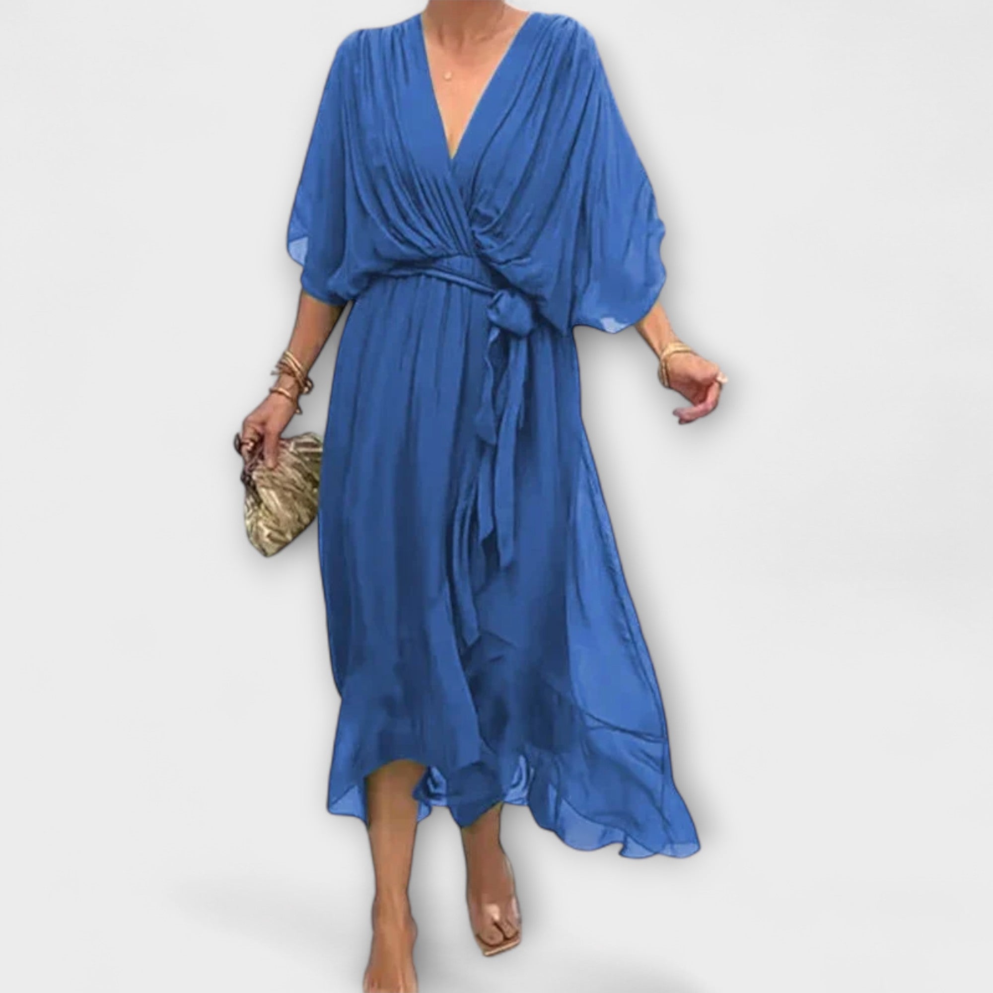 Amoura - Vestido de gasa con escote en V