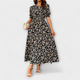 Amelia - Vestido de cuello redondo con estampado floral