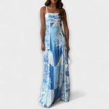 Terazza Ric Rac - Maxivestido de lino con corte acampanado