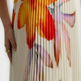 Michelle - Maxi vestido Sweetheart de flores naranjas